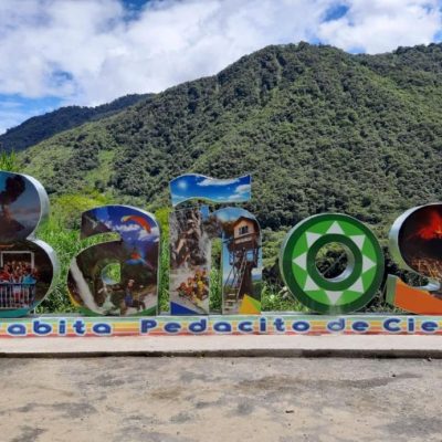 WHY BAÑOS A MUST VISIT IS WHEN TRAVELING TO ECUADOR Baños-de-agua-santa-big-letters-mountains-adoreecuador - Ecuador & Galapagos Tours